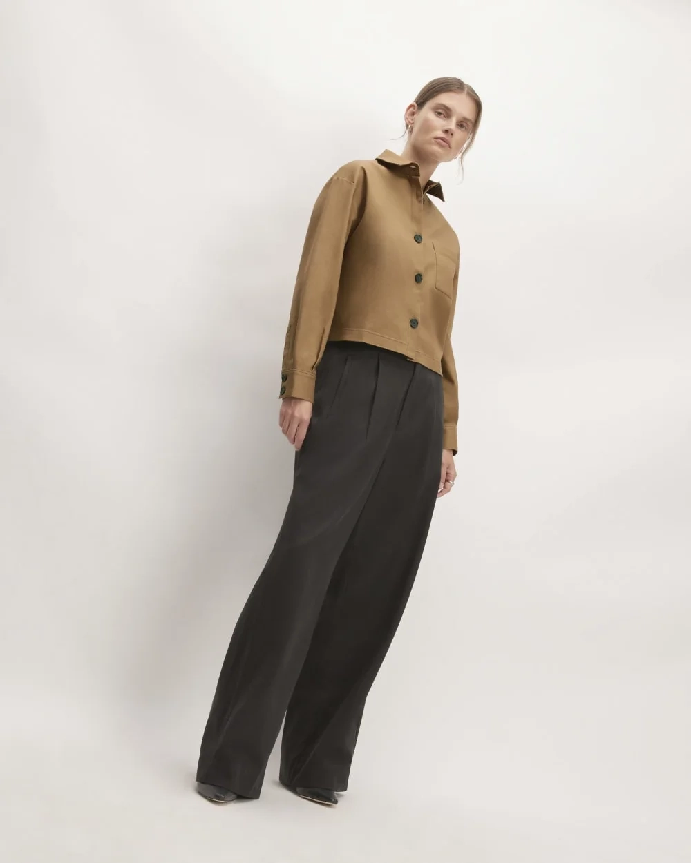 The Structured Cotton Cropped Shirt | Toasted Coconut (4)