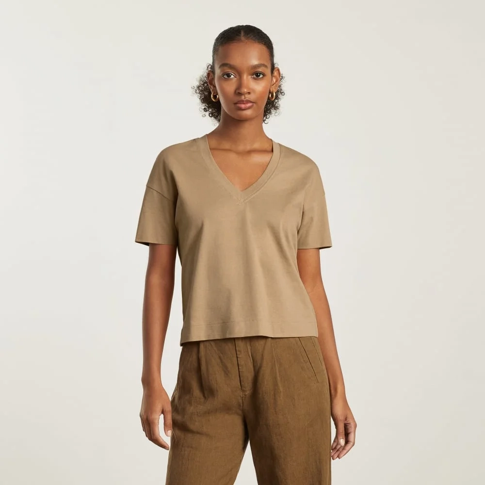 The Organic Cotton Slouchy V-Neck | Iced Coffee (3)