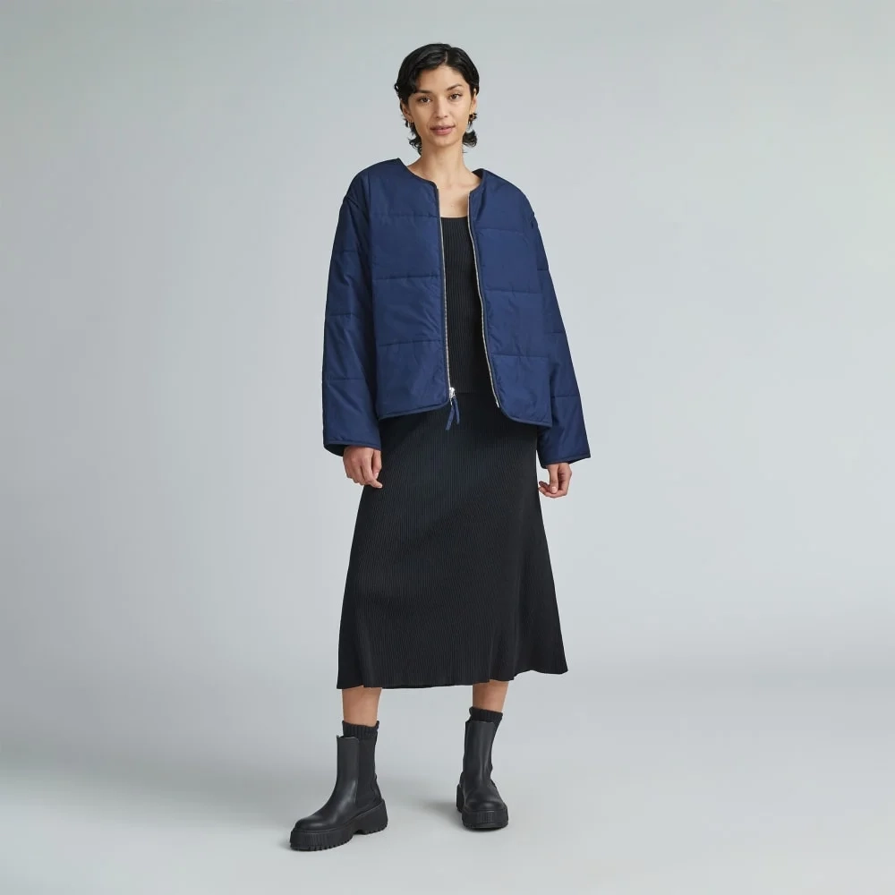 The Quilted Cotton Liner | Navy (7)