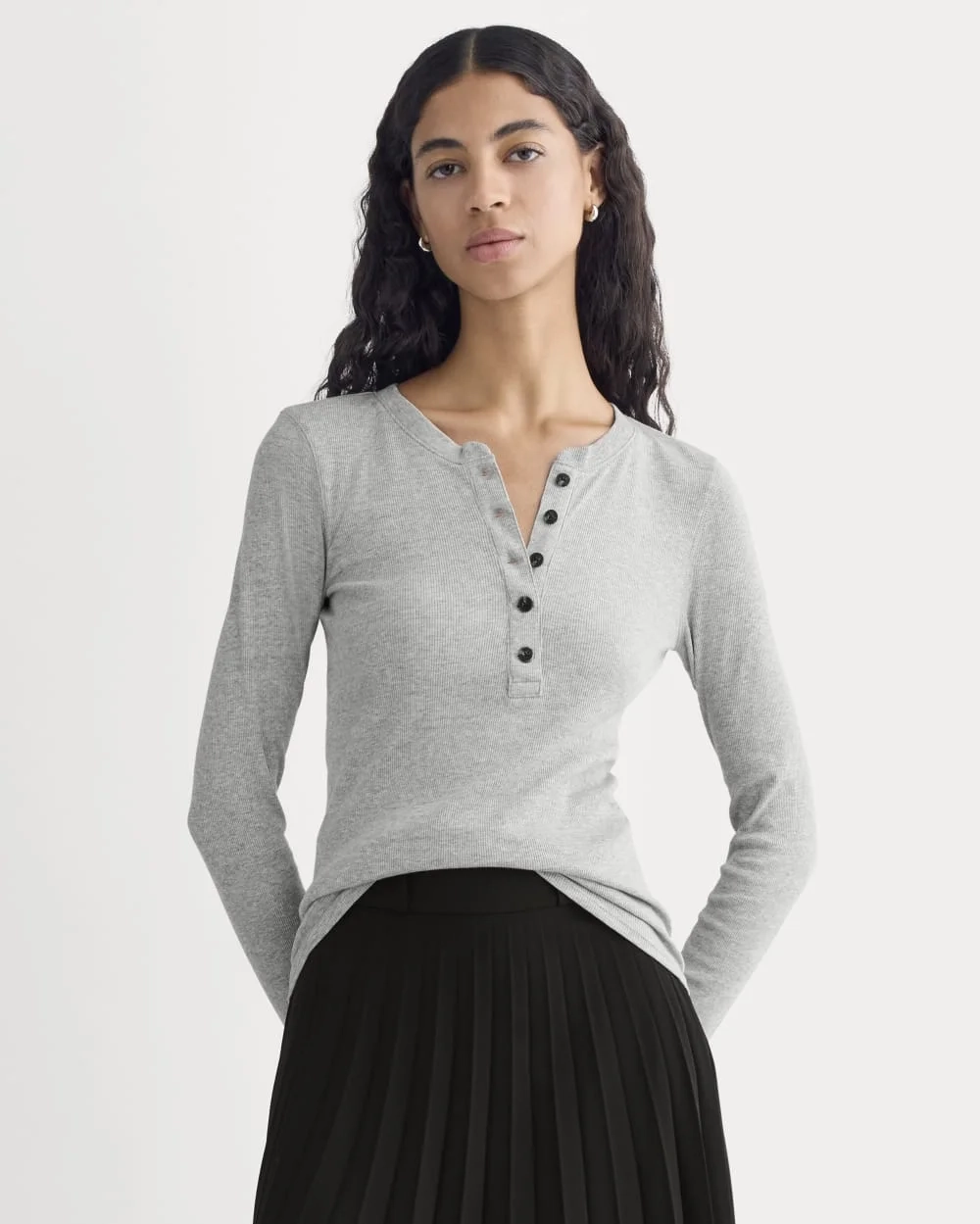 The Luxe Rib Henley | Classic Heather Grey