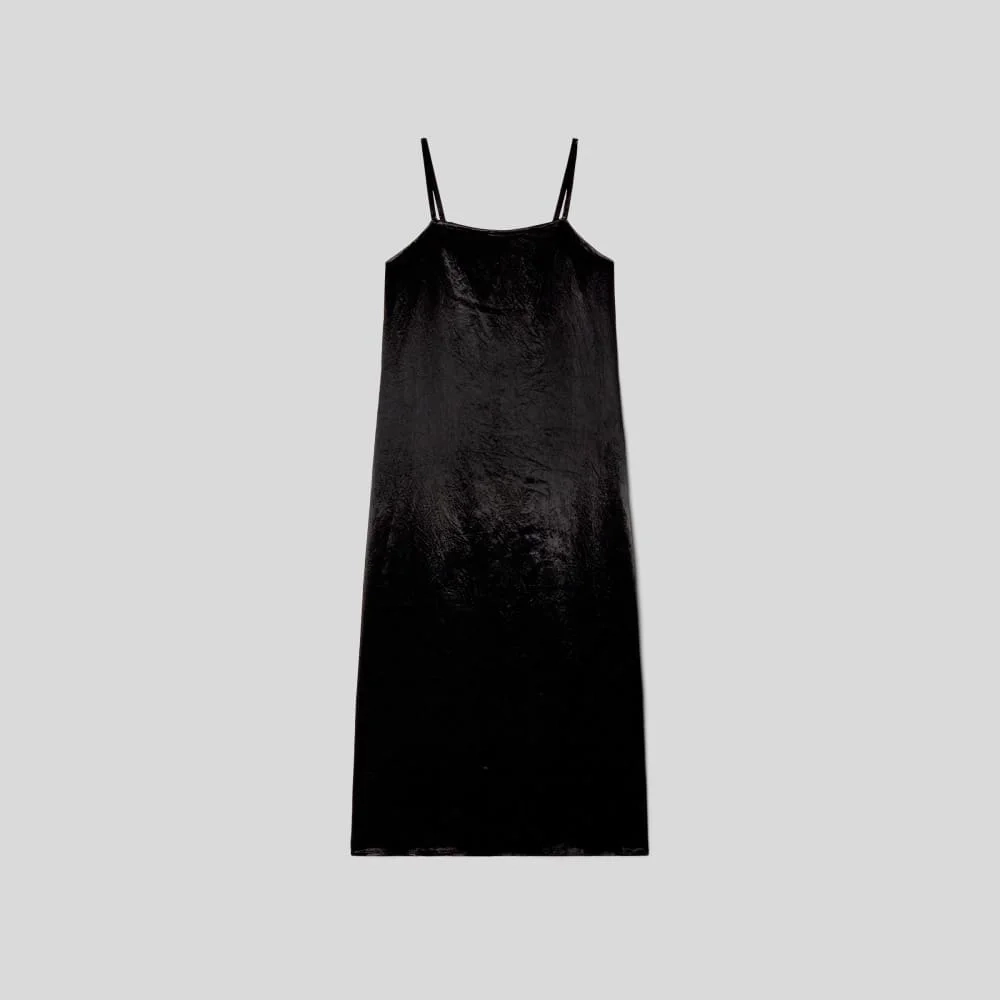 The Satin Square-Neck Slip Dress | Black (2)