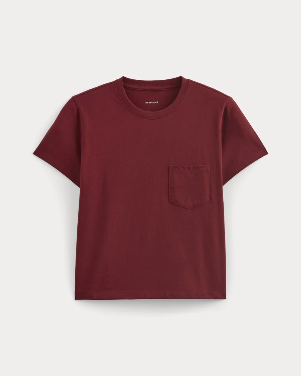 The Box-Cut Tee in Essential Cotton | Merlot | Pocket (4)