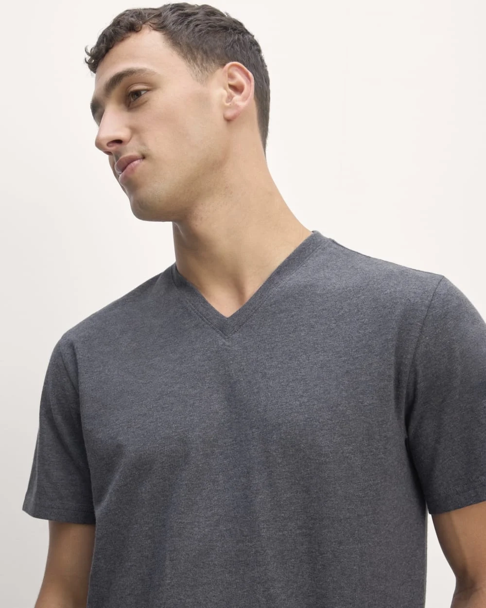 The Essential Organic V-Neck Tee | Heather Deep Navy (2)