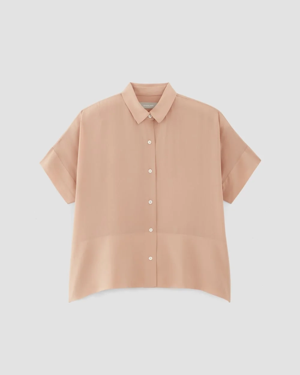 The Boxy Shirt in Washable Silk | Blush Pink (5)