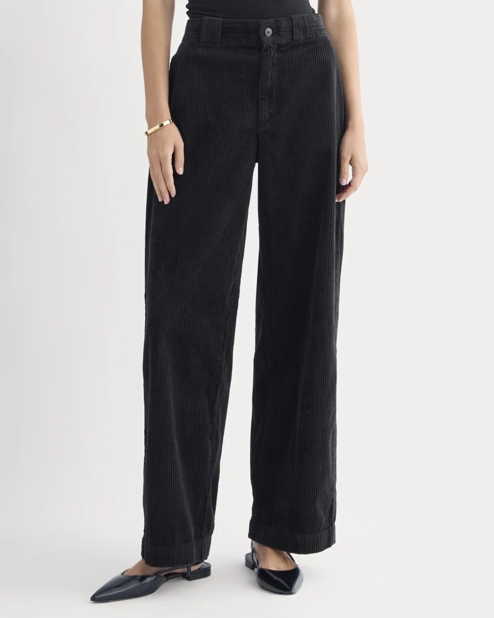 Corduroy Wide-Leg Trouser | Black (5)