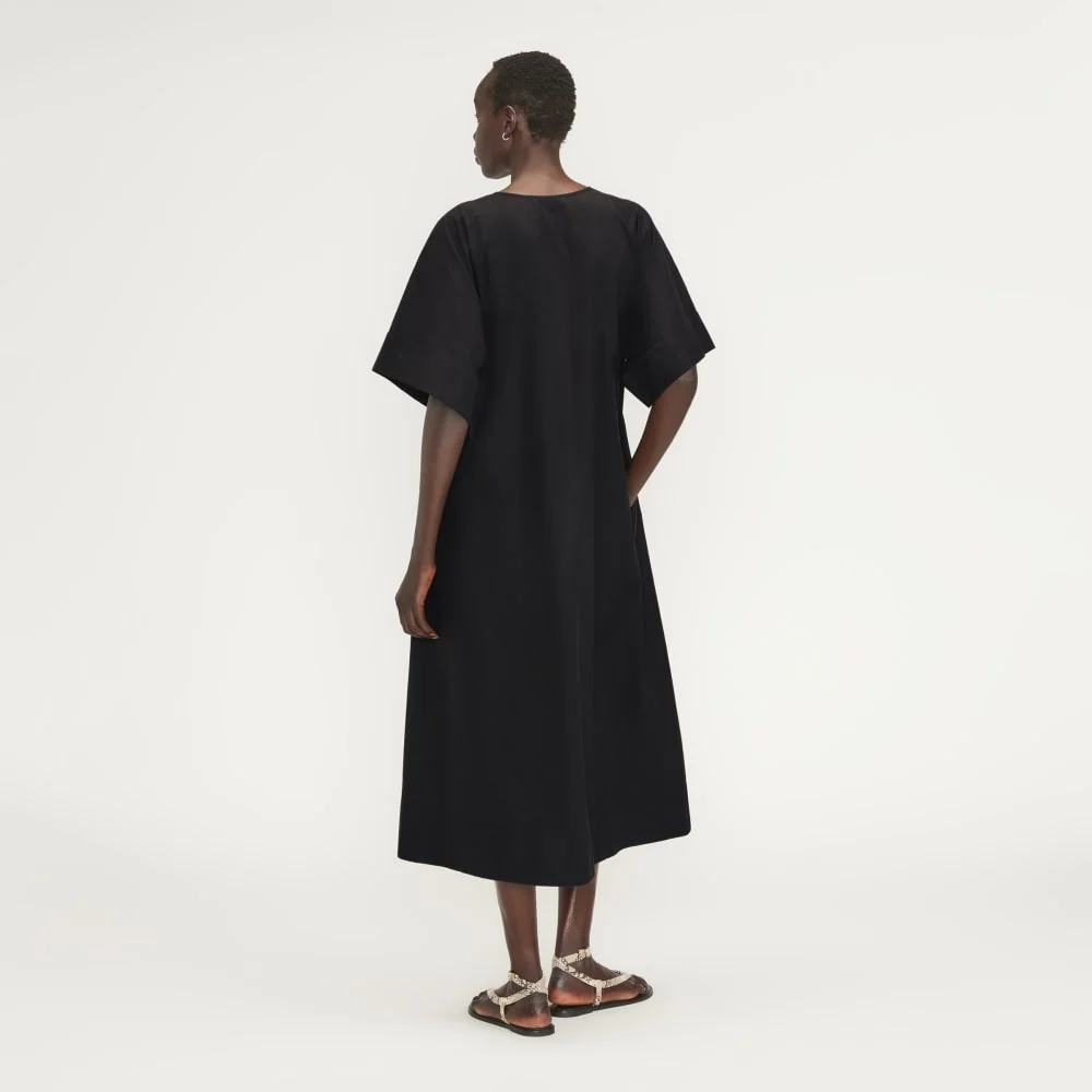 The Poplin Caftan Dress | Black (5)