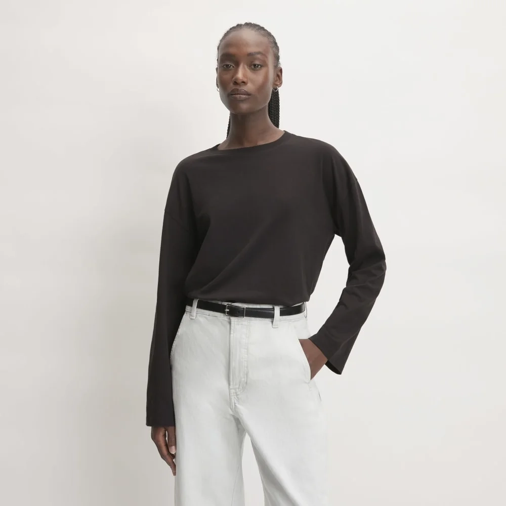 The Organic Cotton Relaxed Long Sleeve Tee | Vintage Black
