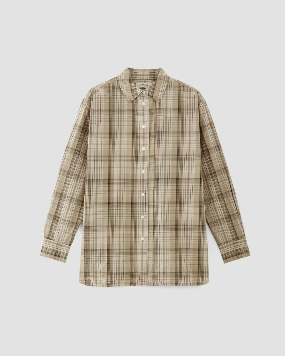 The Supima® Cotton Boyfriend Shirt | Pale Khaki Plaid (6)