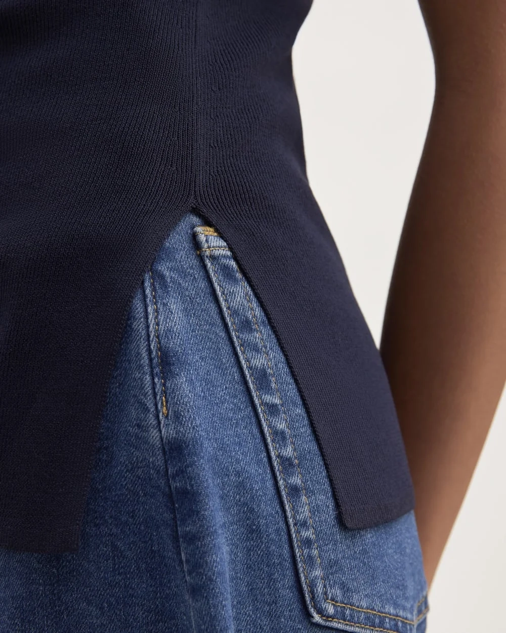 The Viscose Mock Neck Top | Navy (4)