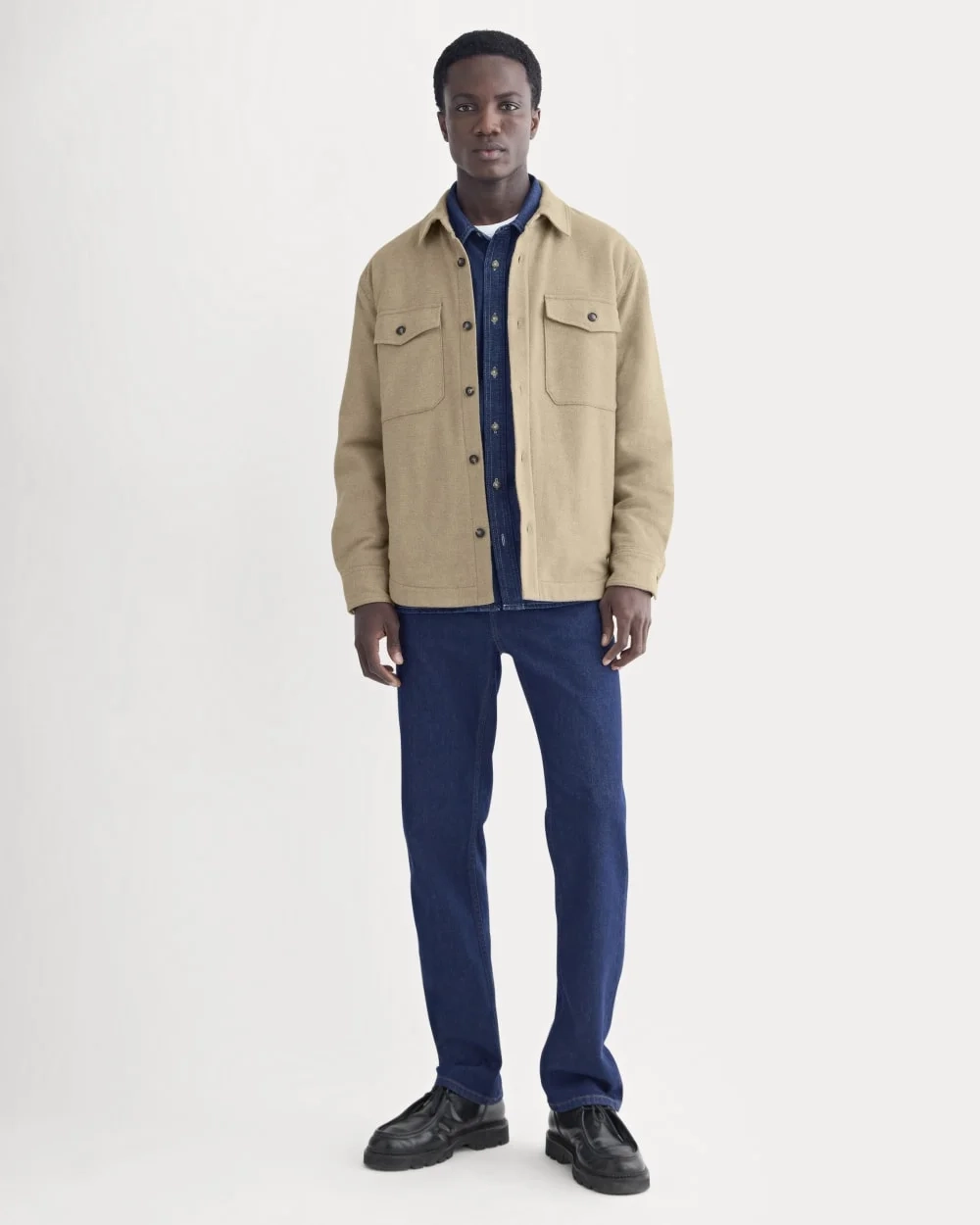 Heavyweight Waffle Twill Overshirt | Dark Heathered Camel (5)