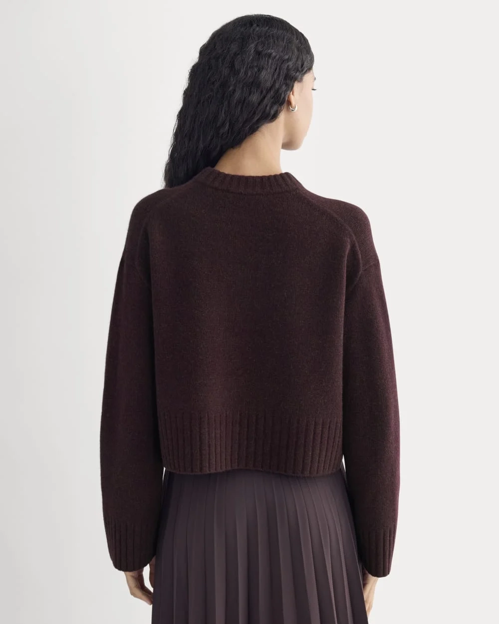 Cropped Boxy Crew in Luxe Merino | Heathered Winetasting (2)