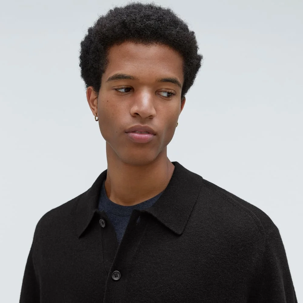 The Merino-Blend Sweater Polo | Black (4)