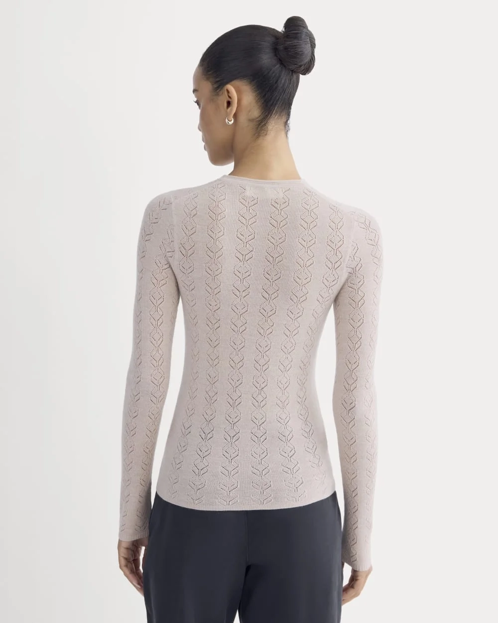 The Pointelle Crew in Ultrasoft Merino | Pale Blush (2)
