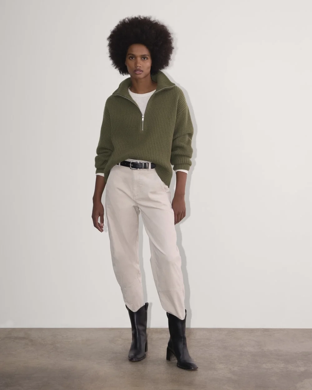 The Half-Zip Sweater in Luxe Merino | Kalamata (3)