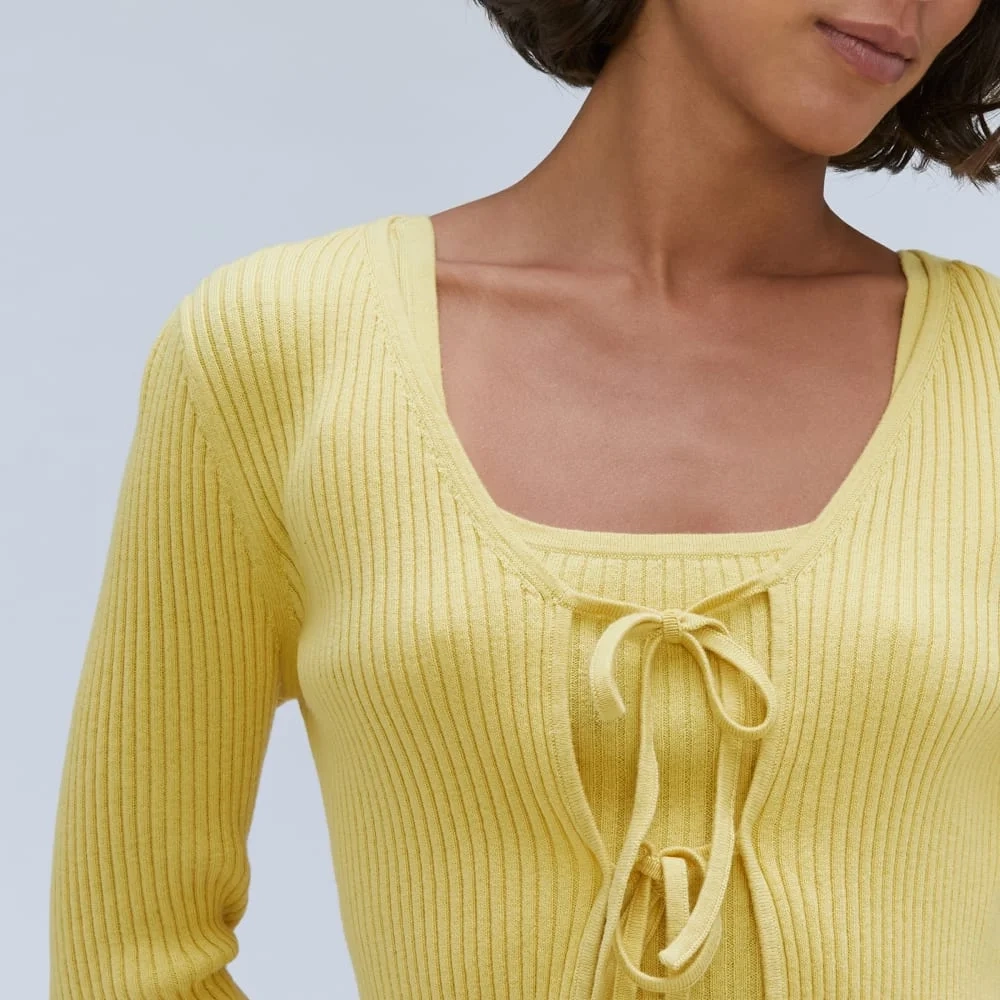 The Cotton-Merino Front-Tie Top | Dandelion (3)