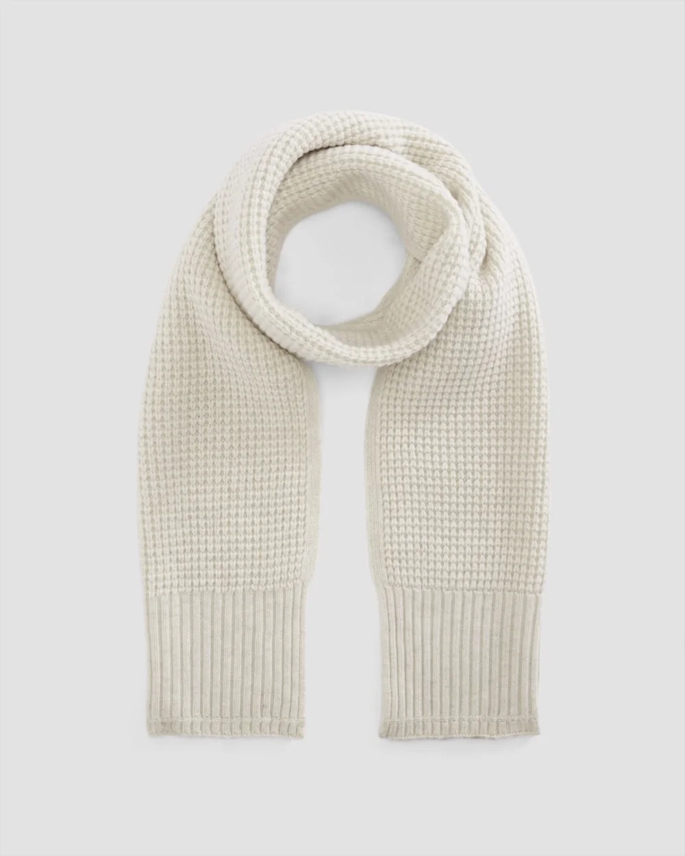 The Felted Merino Waffle-Knit Scarf | Heathered Oat (4)