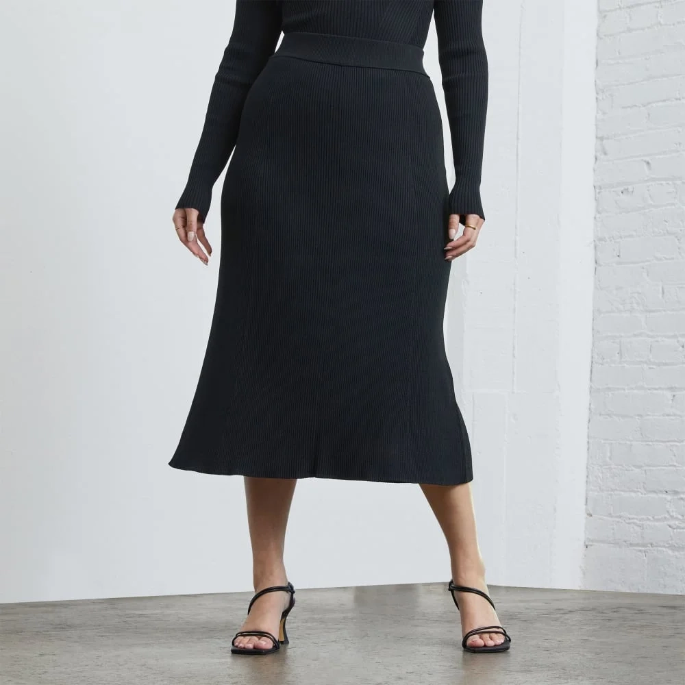 The Ribbed Knit Skirt | Black