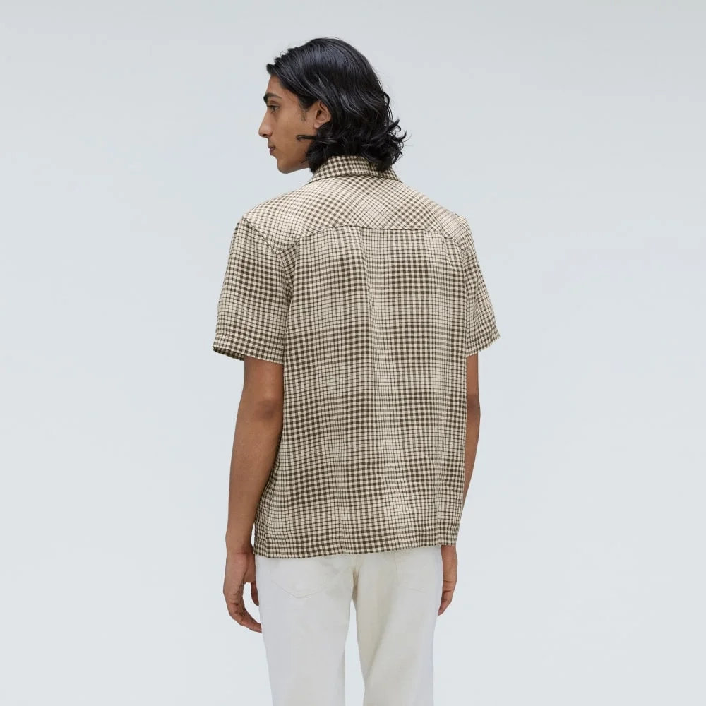 The Resort Shirt in Linen | Beech / Parchment Grid (3)