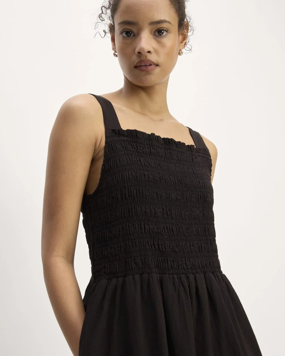 The Gauze Smock Dress | Black (2)