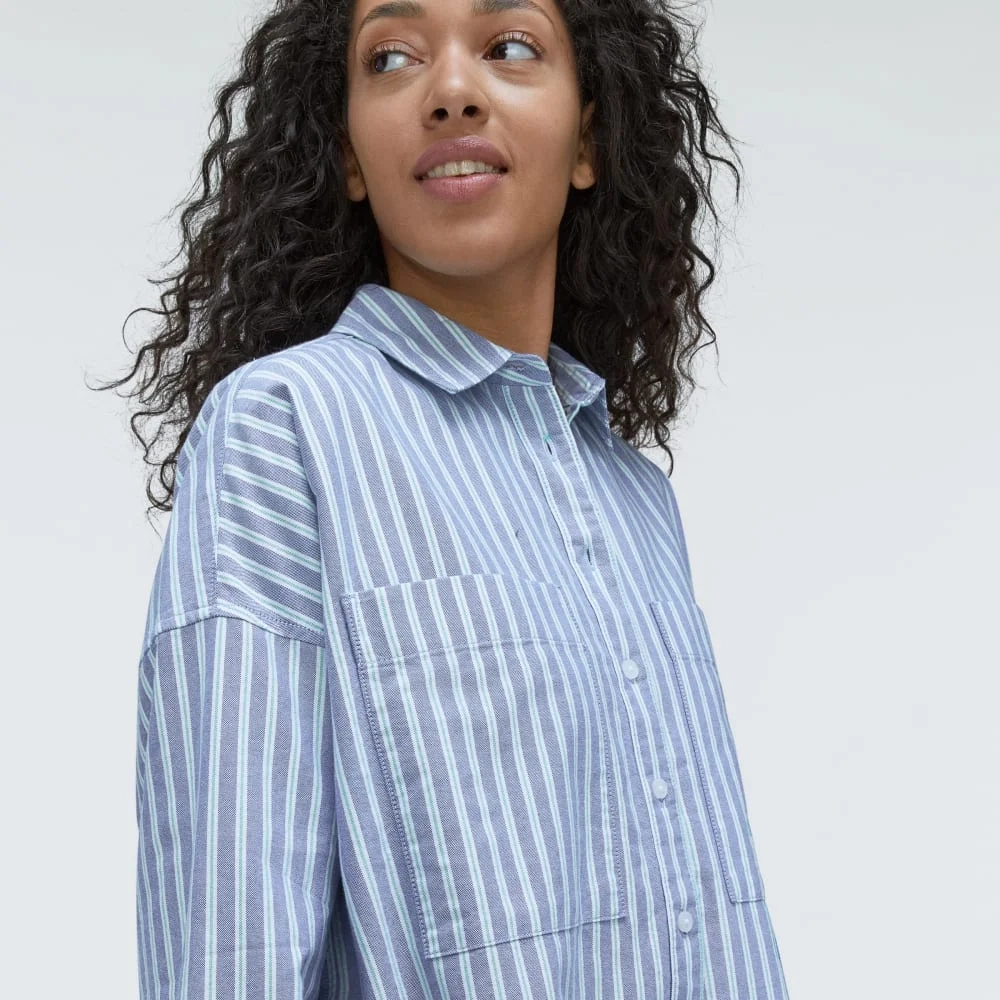 The Way Long Oxford Shirt | Lapis Blue / Bright Jade / Optic White (3)