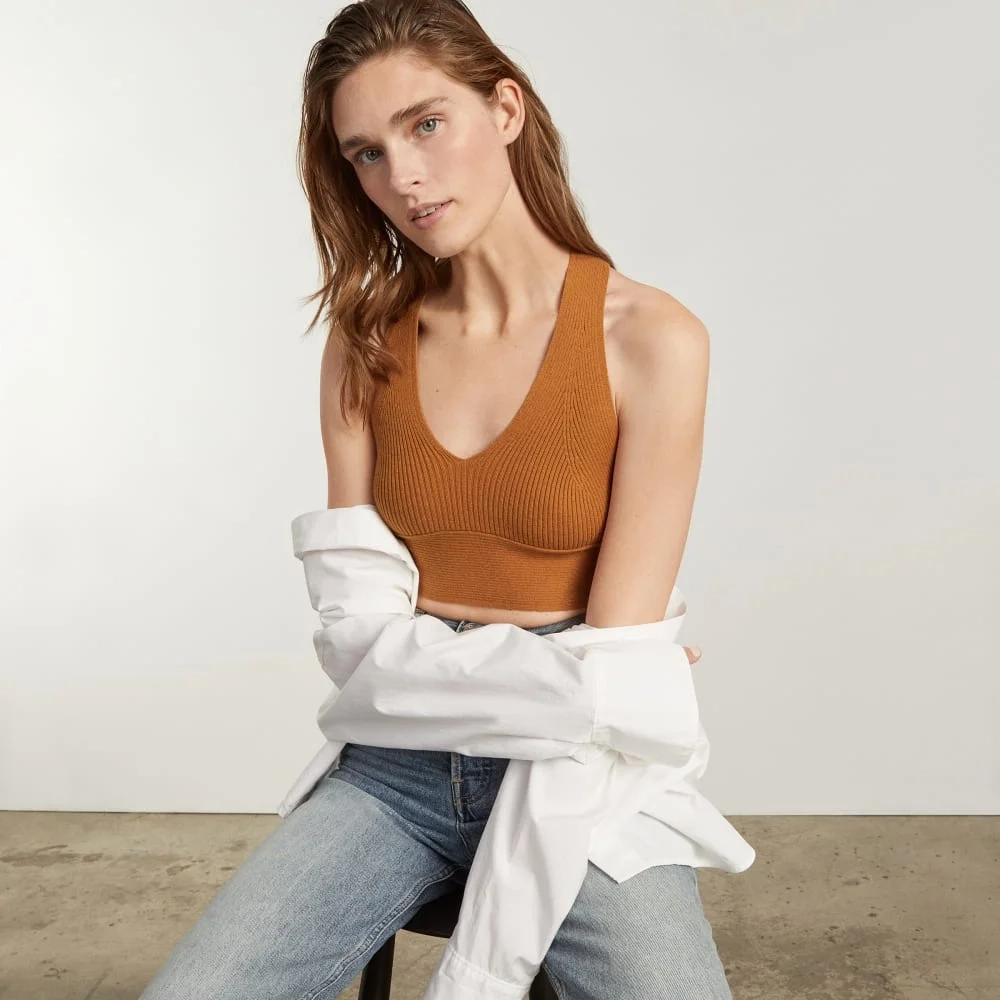 The Cross-Back Cropped Sweater Top | Butter Caramel (5)