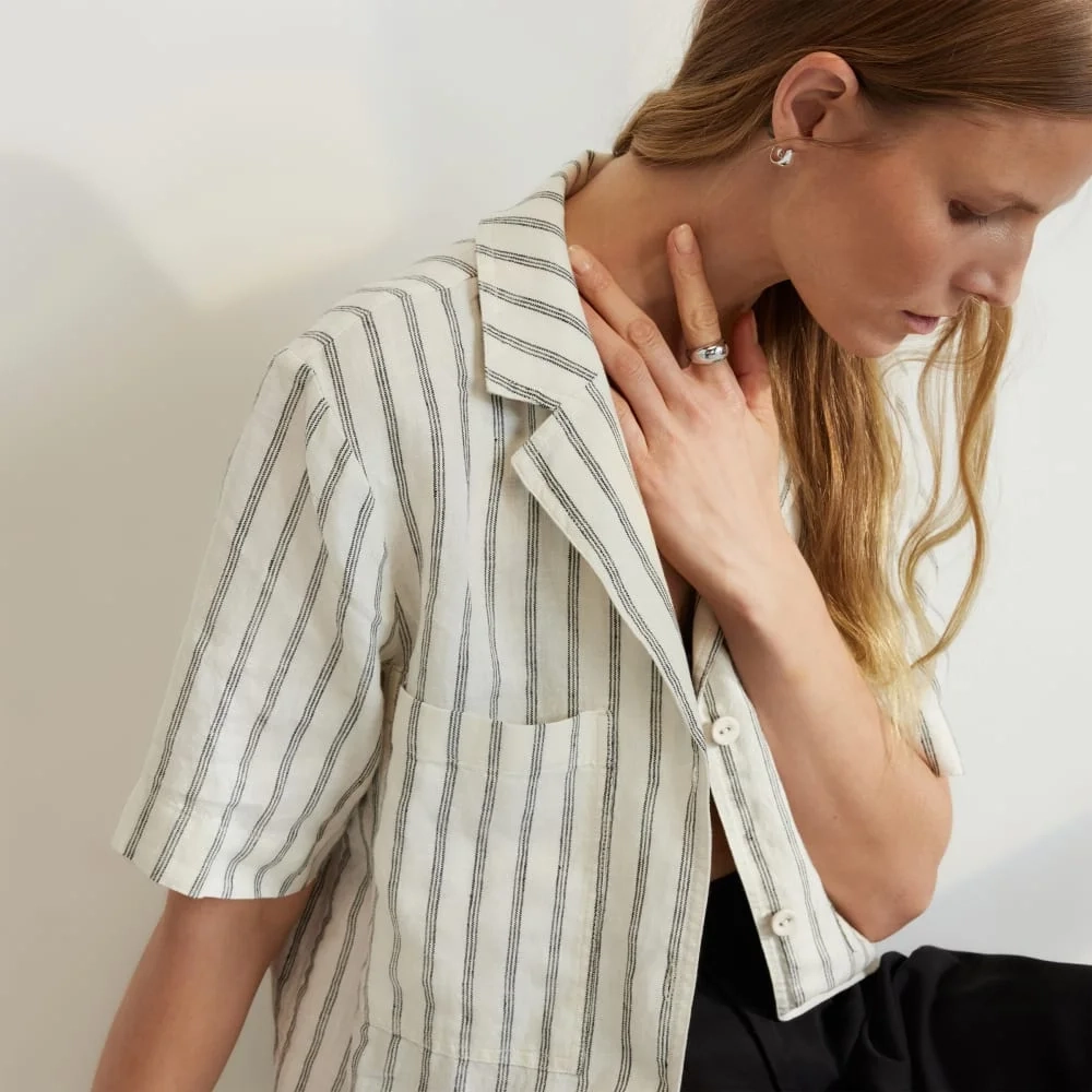 The Linen Workwear Shirt | Black / Canvas Tan (5)