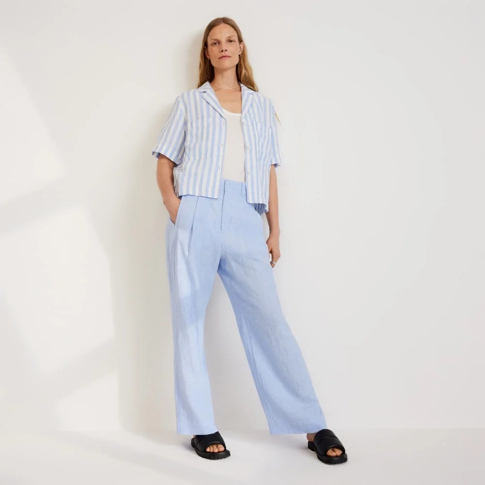 The Linen Workwear Shirt | Blue / White (3)