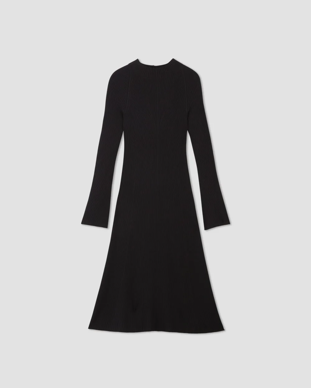 The Ribbed Mock Neck Midi Dress | Black (4)