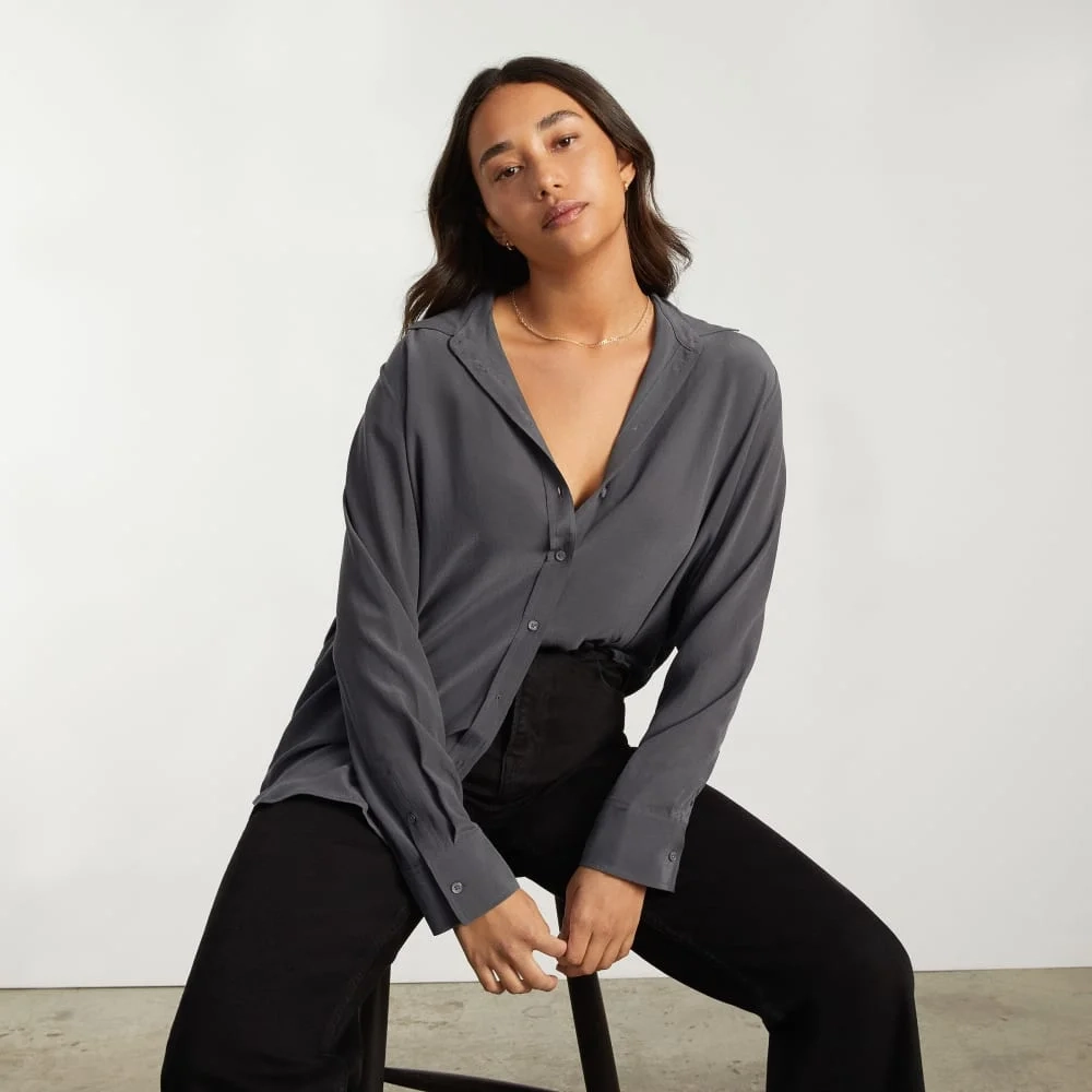 The Must-Have Shirt in Washable Silk | Slate Grey (4)