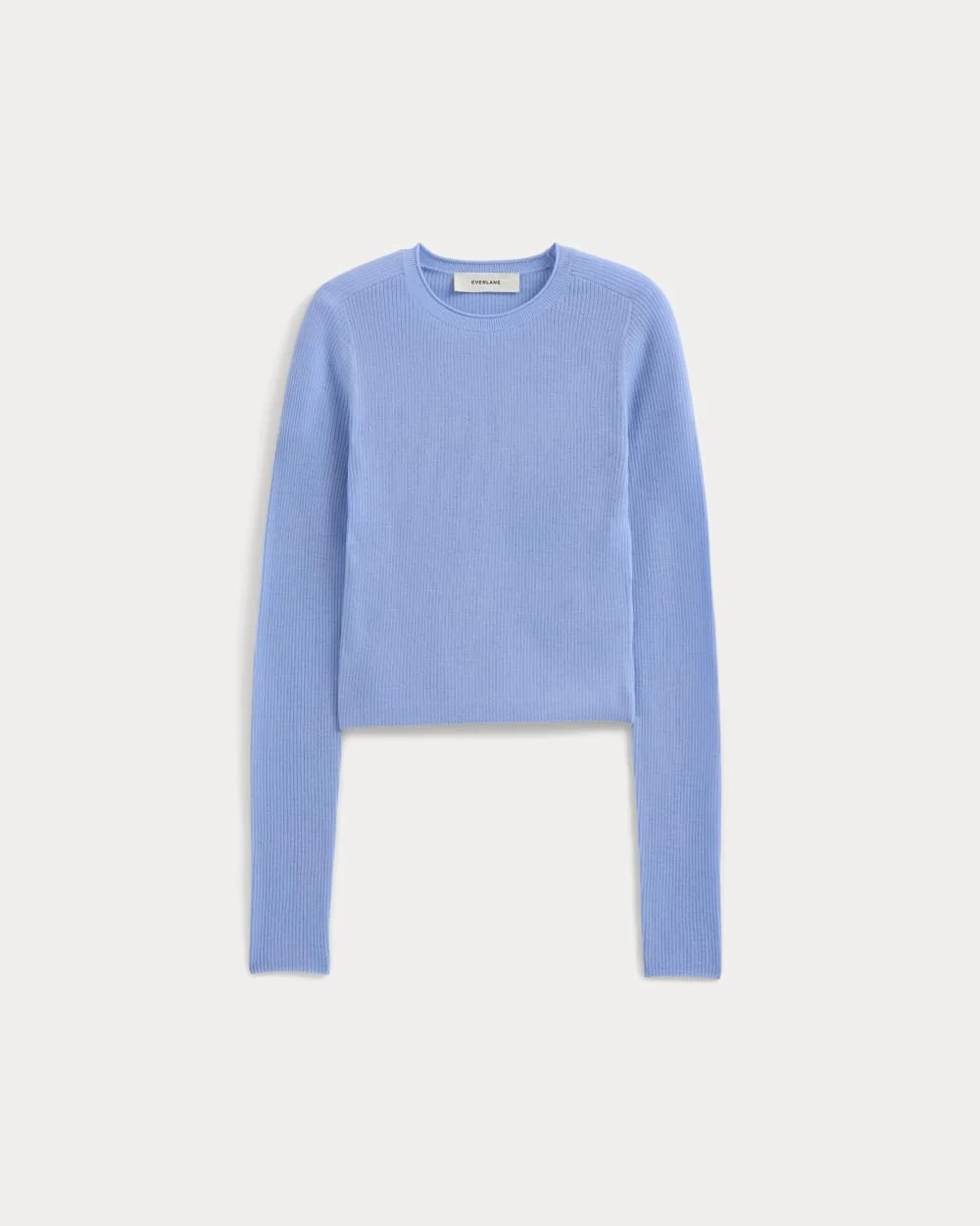 The Cropped Crew Top in Ultrafine Merino | Open Air Blue (4)