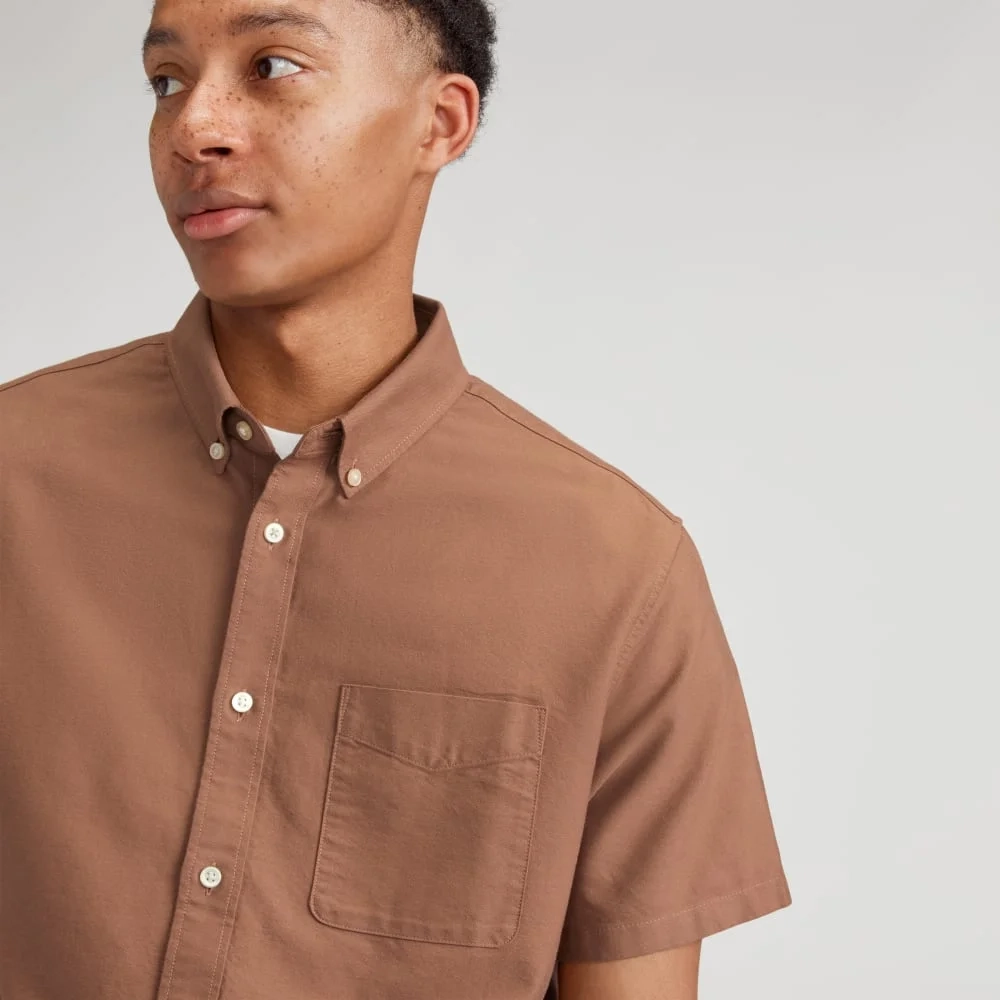 The Organic Short Sleeve Oxford Shirt | Carob Brown (3)