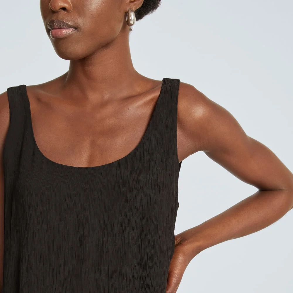 The Naia™ Ripple Tank Dress | Black (2)