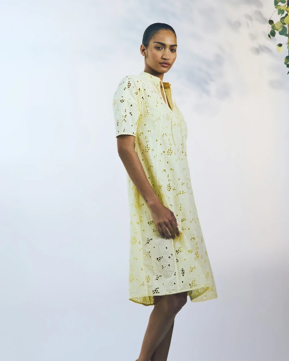 The Eyelet Midi Dress | Light Yellow (4)