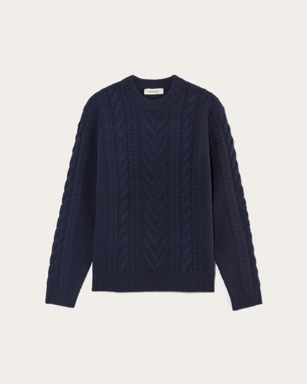 The Felted Merino Cable-Knit Crew | Deep Navy (6)