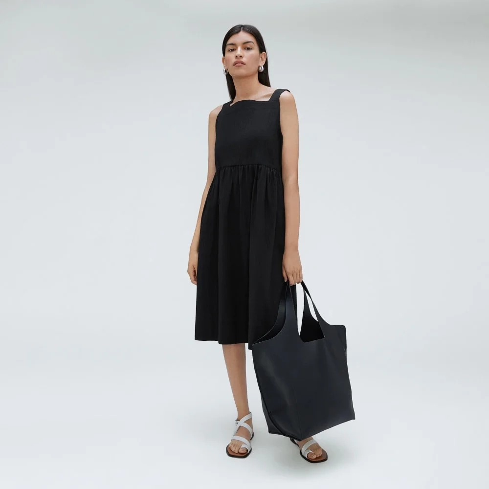 The Seersucker Midi Dress | Black (5)