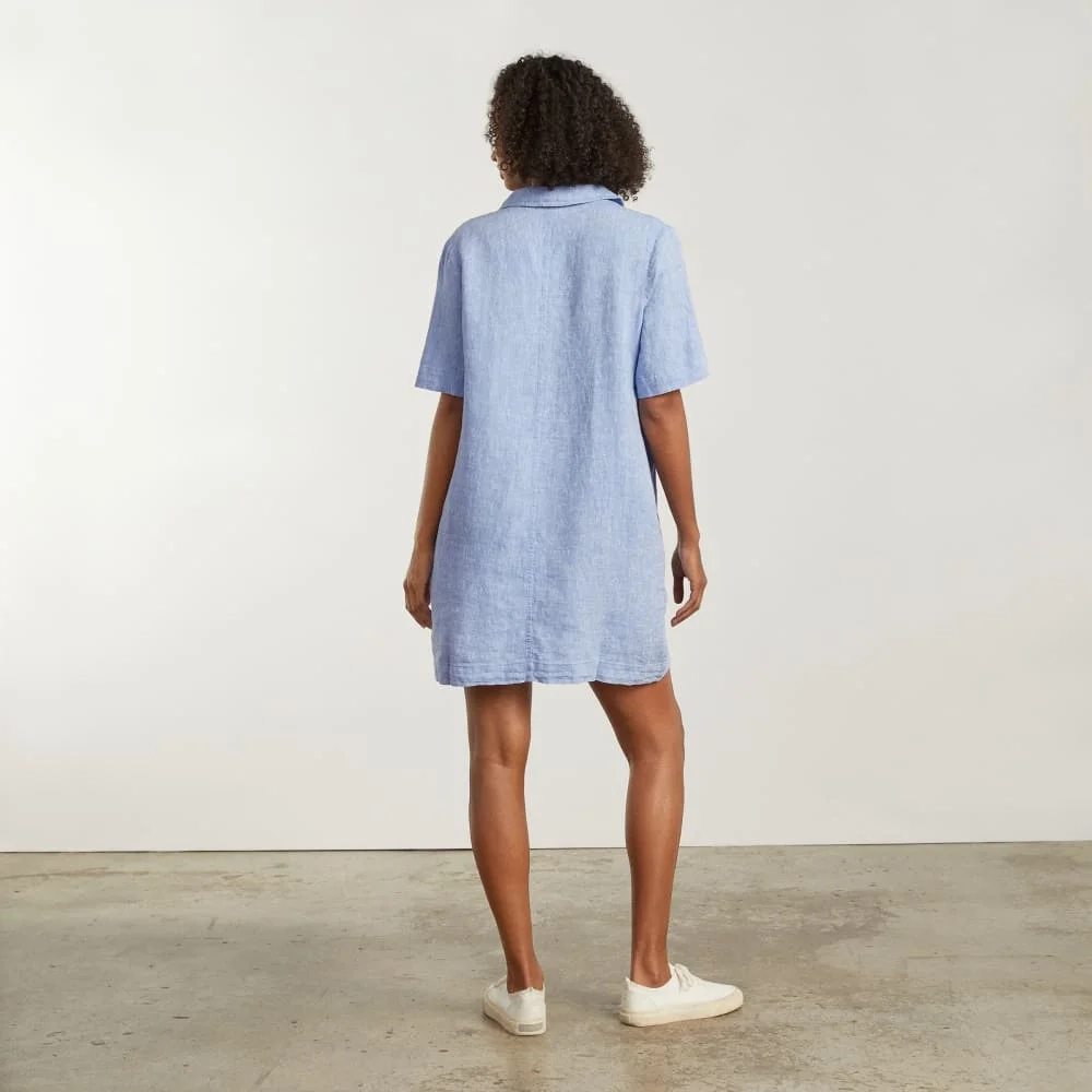 The Linen Workwear Dress | Medium Blue (2)