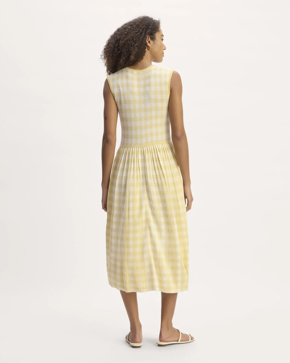 The Knit Pleated Dress | Bone / Parsnip Gingham (2)