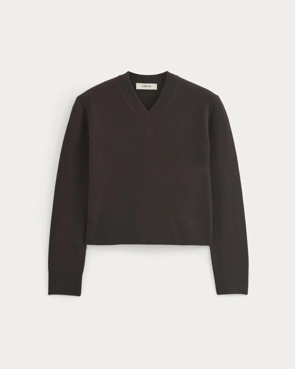 Cashmere Cropped High-V Sweater | Dark Chocolate (3)