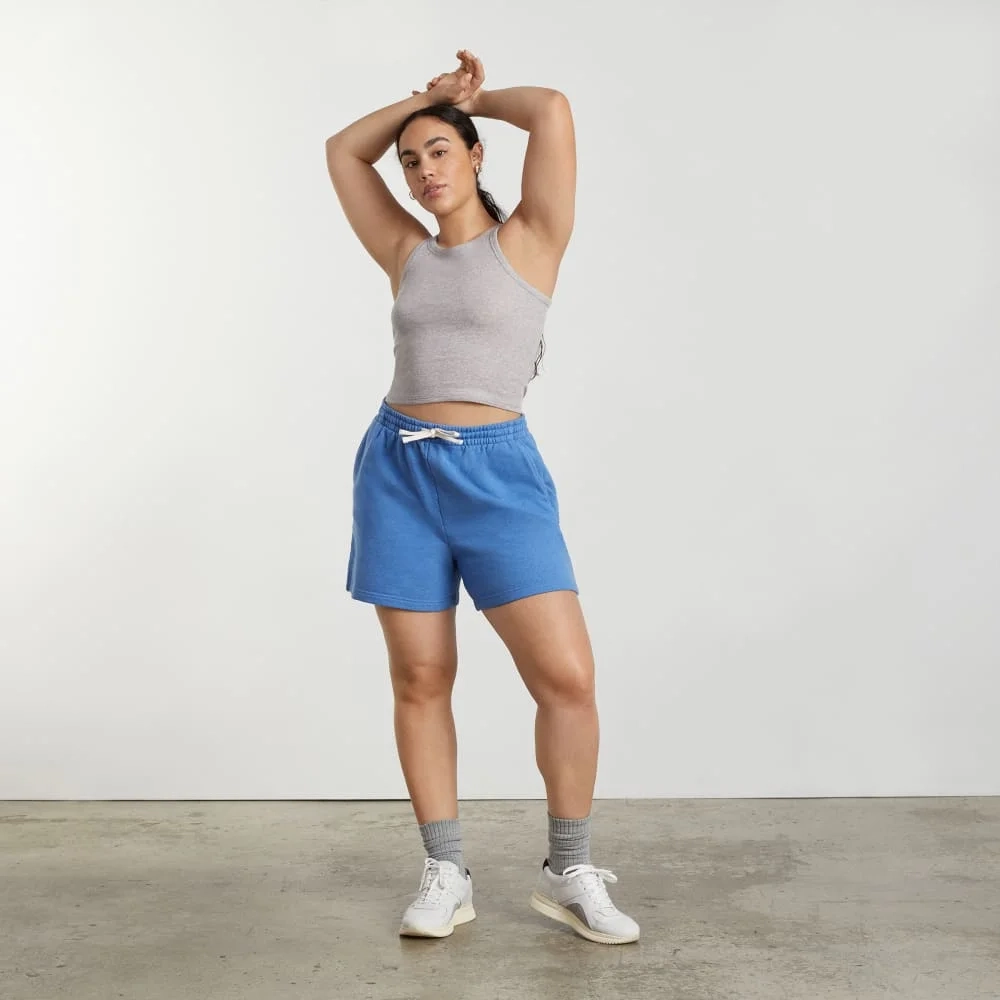 The Track Long Sweatshort | Heathered Denim (4)