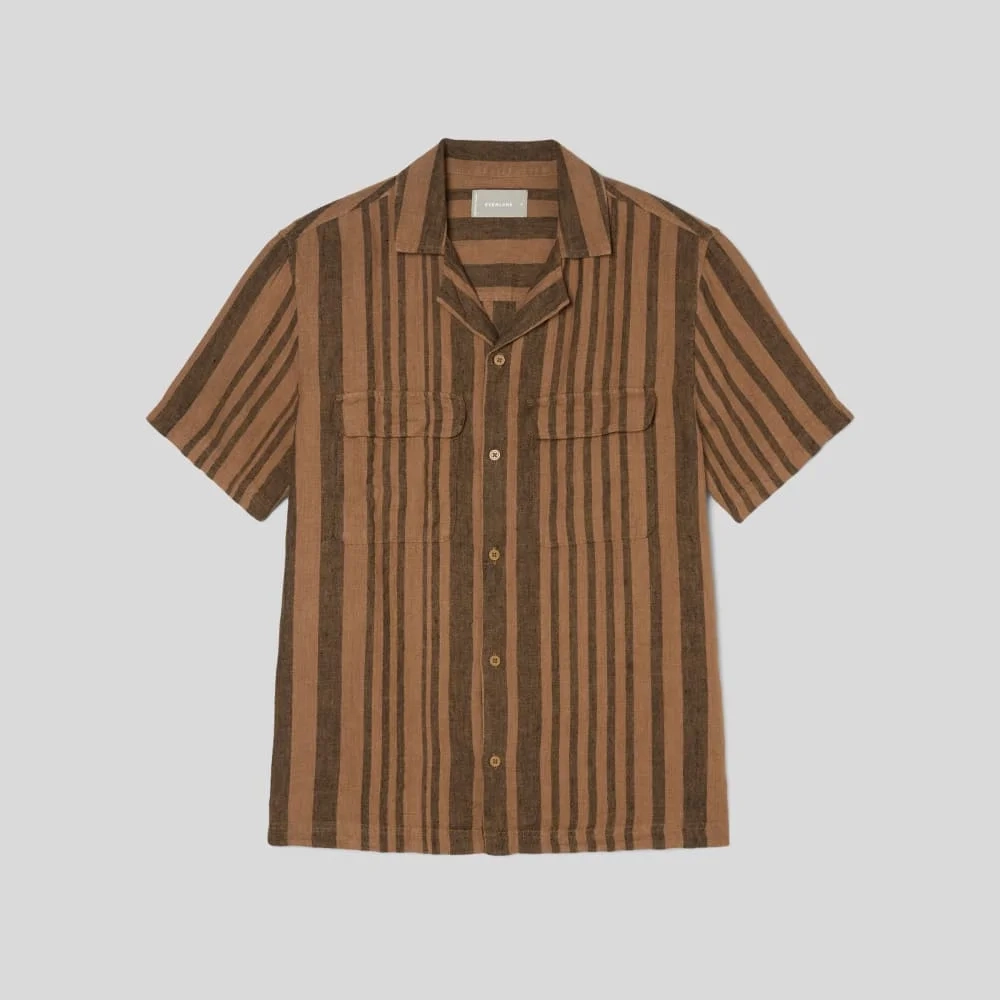 The Resort Shirt in Linen | Toasted Coconut / Black (5)