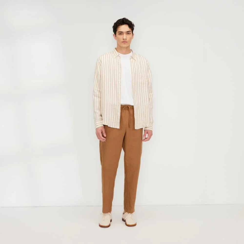 The Classic Shirt in Linen | Bone / Caramel (5)