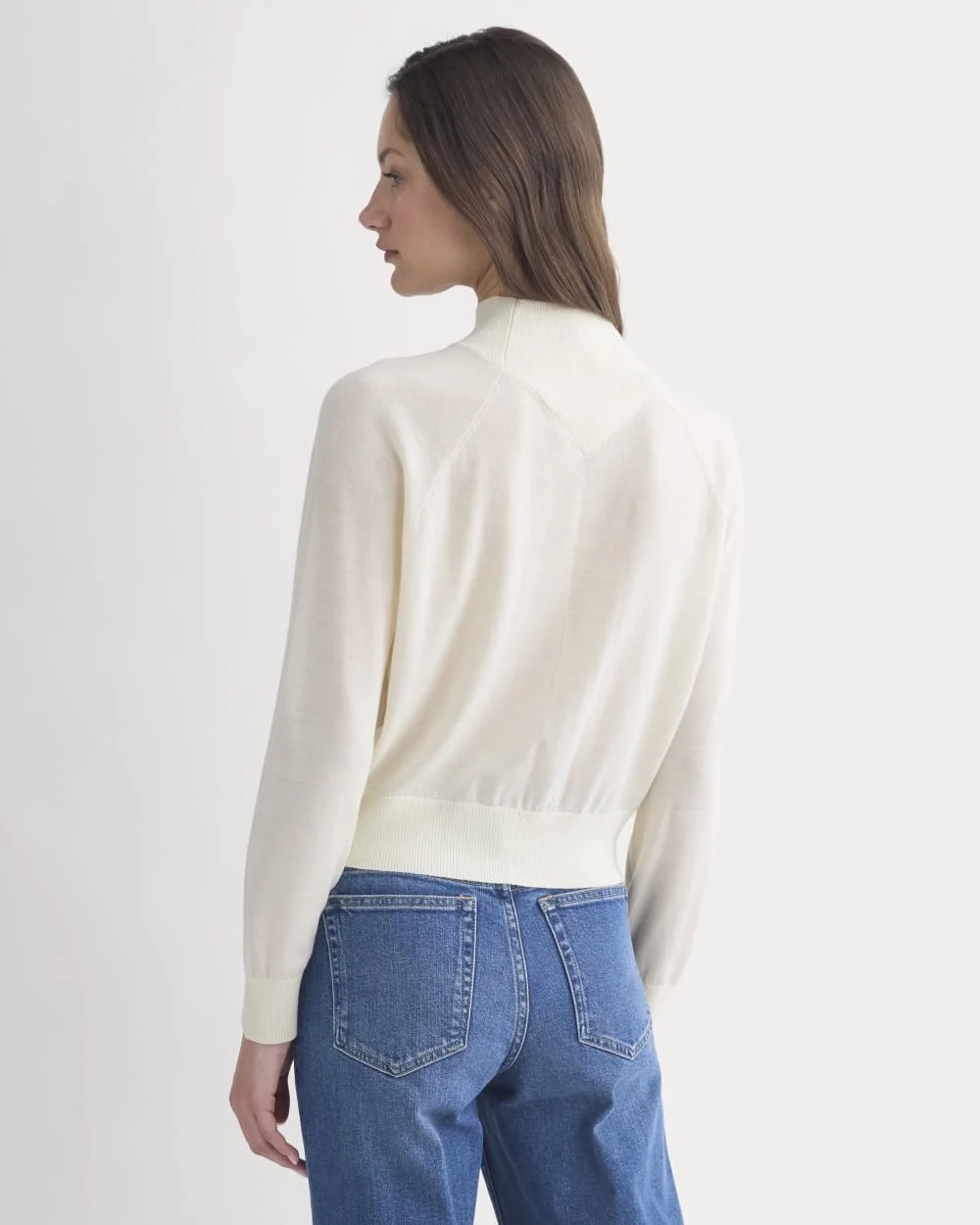Mockneck Sweater In Ultrafine Merino | Bone (4)