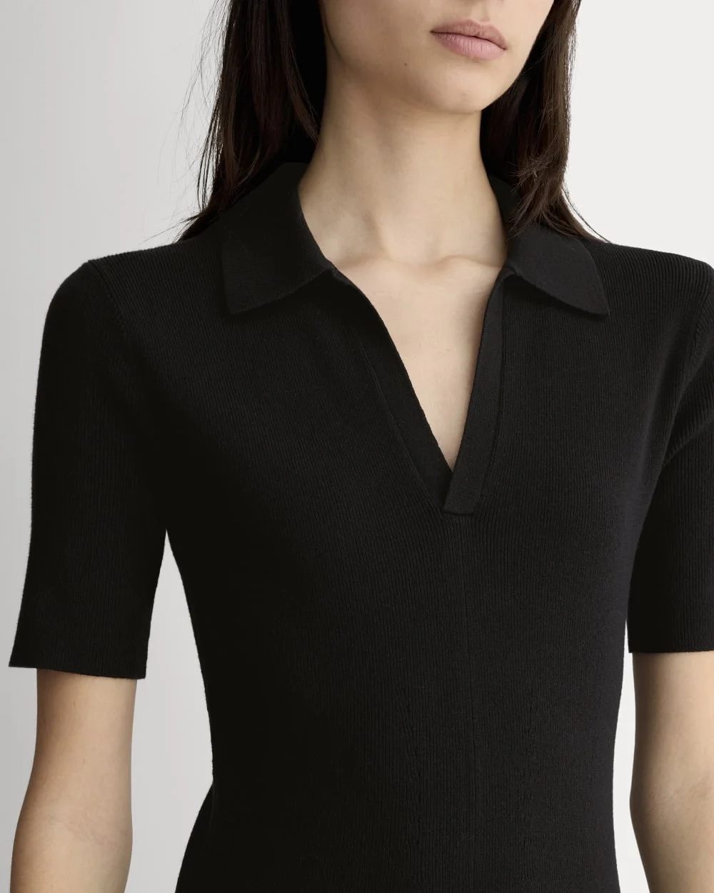 The Knit Polo Dress | Black (4)