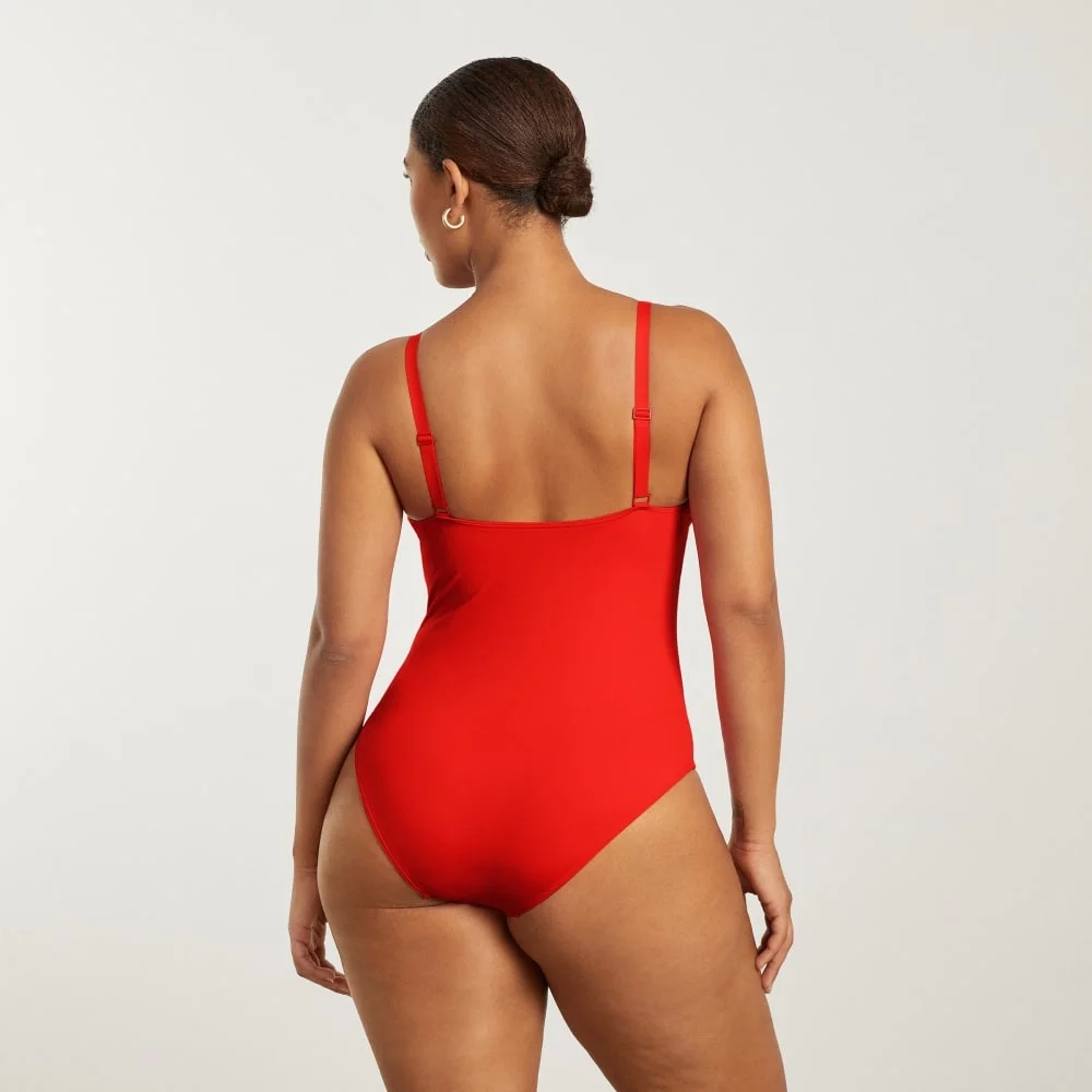 The V-Neck One-Piece | Bright Red (4)