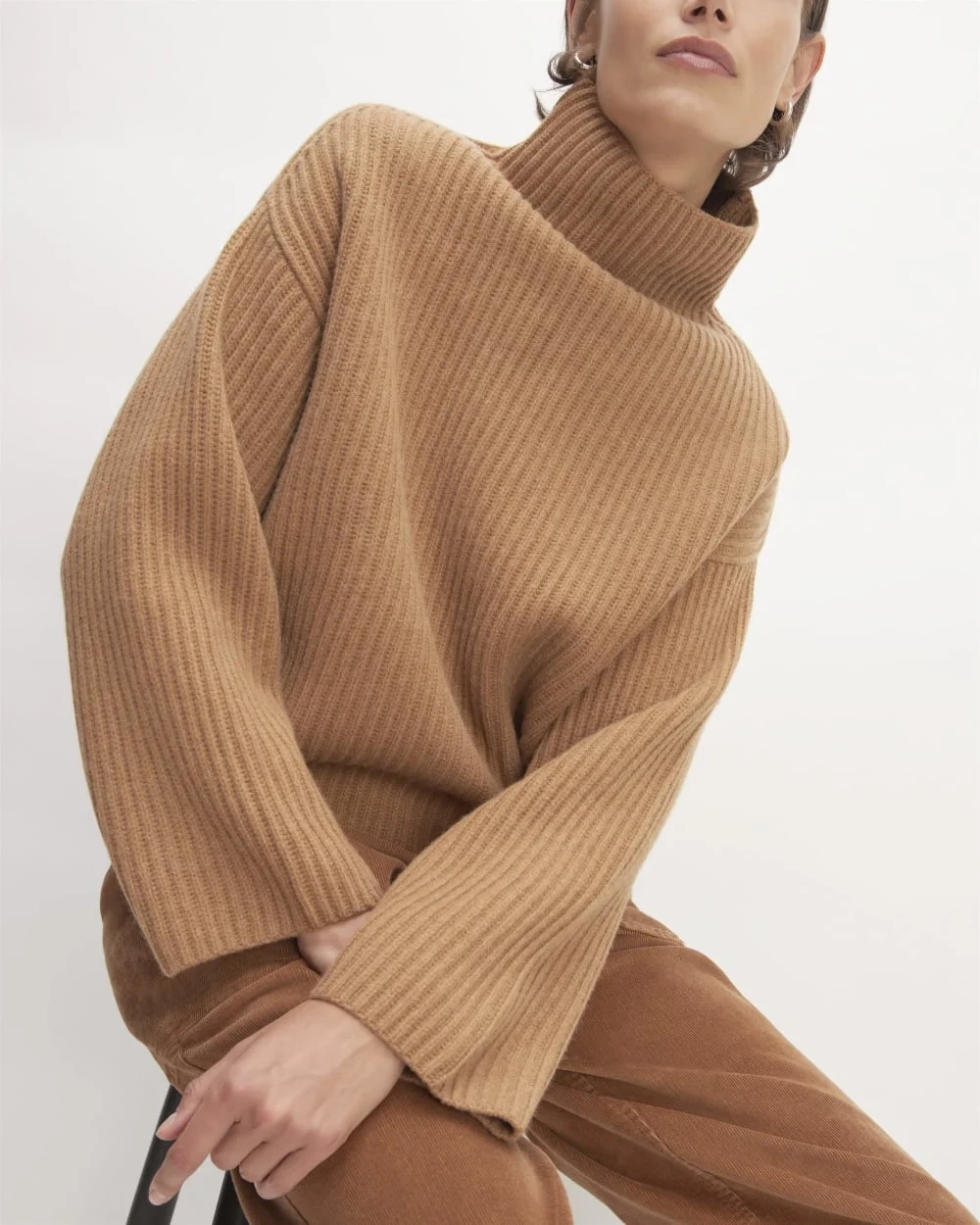 The Felted Merino Funnel-Neck Pullover | Deep Camel (3)