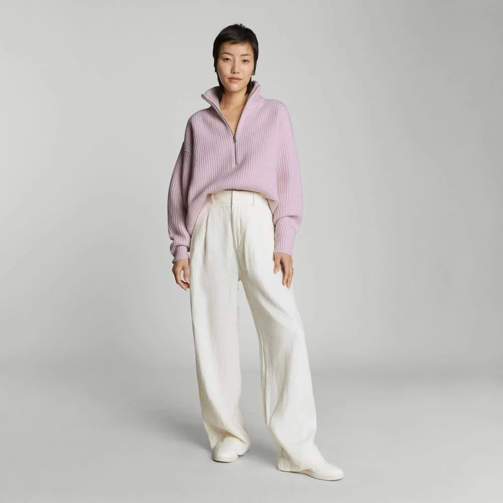 The Half-Zip Sweater in Luxe Merino | Light Lilac (3)