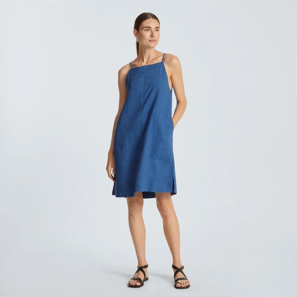 The Linen Apron Dress | Deep Blue (3)