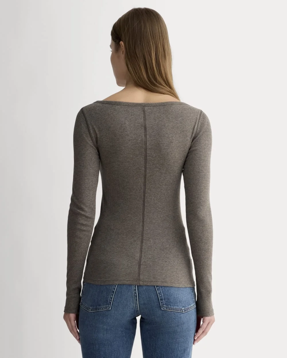 The Luxe Rib Long-Sleeve Scoop-Neck Tee | Heathered Fatigue (3)