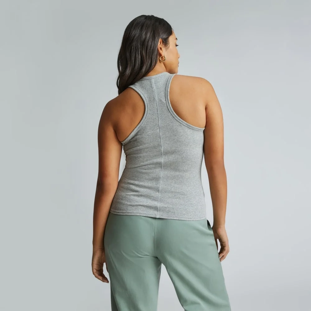 The Luxe Rib Racerback Tank | Heathered Grey (4)