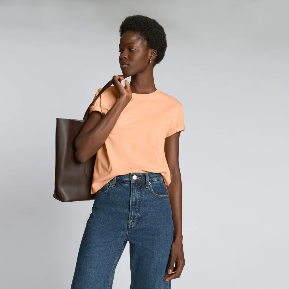 The Box-Cut Tee in Essential Cotton | Apricot | No Pocket (3)